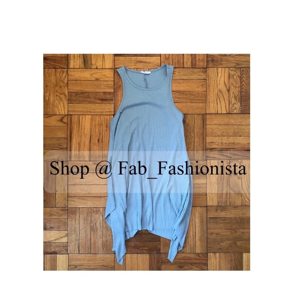 Asymmetrical ribbed tunic dress baby blue size medium